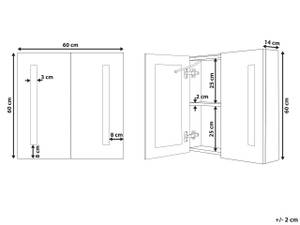 Bad-Spiegelschrank CHABUNCO Schwarz - Silber - Holzwerkstoff - 60 x 60 x 14 cm