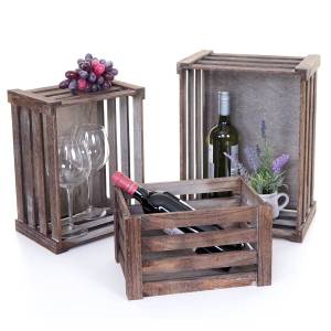 Boîte en bois C56 (lot de 3) Marron foncé