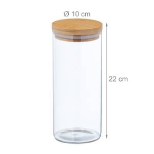 Lot de 3 bocaux en verre avec couvercle Marron - Bambou - Verre - Matière plastique - 10 x 22 x 10 cm