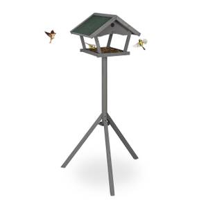 Mangeoire oiseaux extérieur avec support Gris - Vert - Bois manufacturé - Matière plastique - 70 x 139 x 60 cm