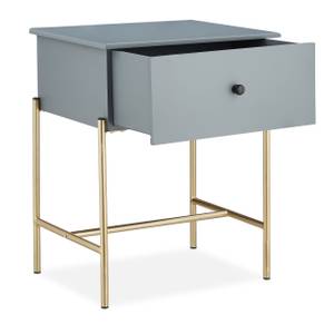 Table de nuit avec tiroir Doré - Gris - Bois manufacturé - Métal - 46 x 60 x 37 cm