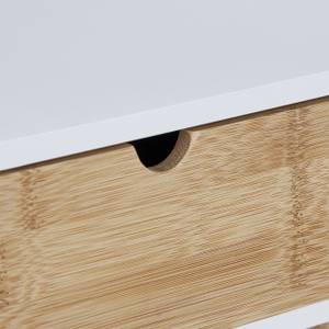 Table de chevet avec tiroir Marron - Blanc - Bambou - Bois manufacturé - 37 x 55 x 32 cm