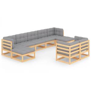 Garten-Lounge-Set (9-teilig) 3009743-2 Grau - Holz