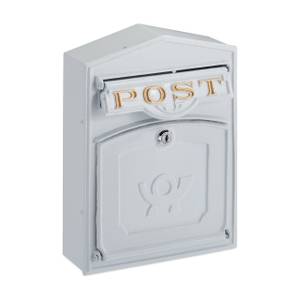 Briefkasten im Retro-Look Gold - Weiß - Metall - 23 x 32 x 9 cm