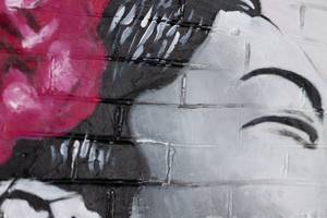 Tableau peint Banksy's Icon of Jazz Rose foncé - Bois massif - Textile - 120 x 60 x 4 cm