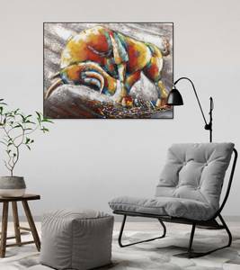 Tableau peint à la main Inner Strength Gris - Bois massif - Textile - 100 x 75 x 4 cm