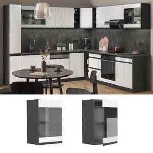 meuble de cuisine haut vitré R-Line Anthracite - Blanc