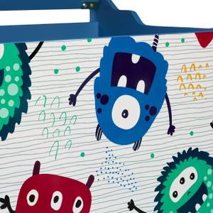 Coffre à jouets motif monstres Bleu - Rouge - Blanc - Bois manufacturé - 60 x 39 x 37 cm