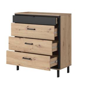 Commode NEST 4S Beige - Noir - Bois manufacturé - Matière plastique - 90 x 98 x 41 cm