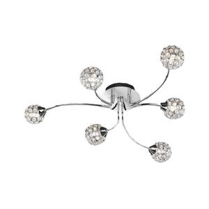 Plafonnier halogène Genua 6 lampes - Applications en cristaux de verre - Diamètre de la sphère : 7,5 cm