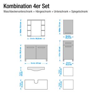 Badezimmerset Hamilton (4-teilig) silber/aubergine Hochglanz