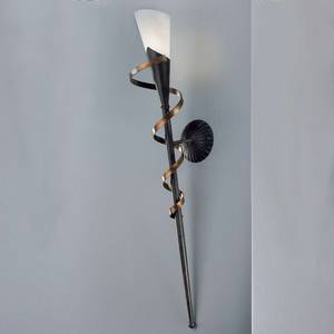 Lampada da parete Fackel Metallo/Vetro - Nero-oro/Bianco - 1 luce