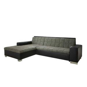 Ecksofa Henderson Kunstleder/Stoff Schwarz/Grau - Longchair davorstehend links - Keine Funktion