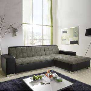 Ecksofa Henderson Kunstleder/Stoff Schwarz/Grau - Longchair davorstehend rechts - Keine Funktion