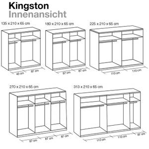 Armoire à portes coulissantes Kingston A Entièrement en blanc alpin - 135 x 210 x 65
