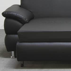 Ecksofa Orlando Kunstleder Schwarz Longchair davorstehend rechts - Mit Schlaffunktion