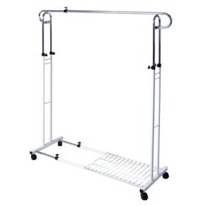 Porte-manteaux sur roulettes Stan Chrome / Blanc