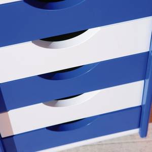 Rollcontainer Beppo Bleu - Blanc - Bois/Imitation - En partie en bois massif - 36 x 65 x 40 cm