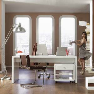 Bureau Club Blanc MDF 180 cm x 85 brillant