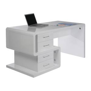 Bureau White Club Avec tiroirs 150 cm de large Tiroirs Blanc brillant