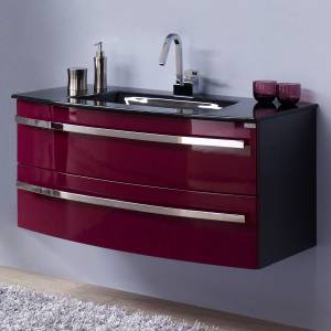 Ensemble de salle de bain Kingston Anthracite / Mûre brillant - Lot de 3