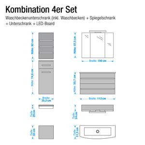 Badezimmerset Kingston Anthrazit/Hochglanz Brombeer - 3er-Set