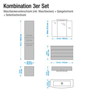 Badezimmerset Kingston Weiß/Hochglanz Brombeer - 3er-Set