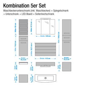 Badkamerset Kingston wit/braamkleurig hoogglans - 5-delige set