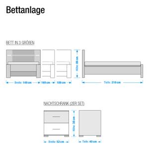 Bettanlage Lacovia inkl. LED Beleuchtung Eiche Dekor - 180 x 200cm - 2 Nachttische