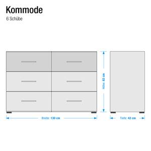 Commode à tiroirs Knoxville Beige - Noir - Bois/Imitation - 130 x 82 x 42 cm