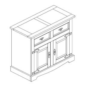 Buffet Zacateca (2 portes) Pin massif blanc