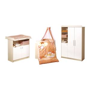 Witte/esdoornen staande kast Babybed, commode en kledingkast - Esdoorn/Wit