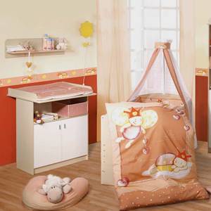 Babymeubelset Lena (2-delig) babybed en commode - esdoorn/wit