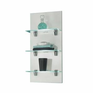 Etagère murale Malaga Blanc brillant - 3 tablettes en verre - Avec éclairage