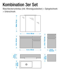 Badezimmerset Markham Pinie-Anthrazit/Hochglanz Weiß - 4er-Set