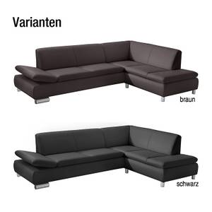 Ecksofa Nantes Kunstleder Schwarz - Longchair davorstehend rechts