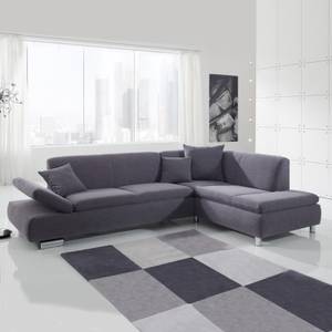 Ecksofa Nantes IV Strukturstoff Grau Longchair davorstehend links