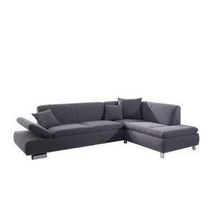 Ecksofa Nantes IV Strukturstoff Grau Longchair davorstehend links