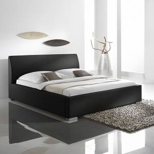 Cadre de lit matelassé Alto Confort Revêtement en cuir synthétique - Noir - 160 x 200cm
