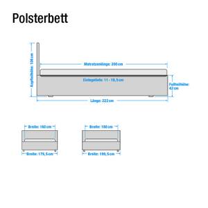 Polsterbett Clou Kunstleder - 160 x 200cm - Grau