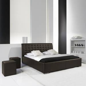 Lit capitonné Isa Comfort Cuir synthétique - Marron - 200 x 200cm