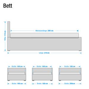 Boxspringbett Mid West inklusive Topper - Strukturstoff - Grau - 180 x 200cm