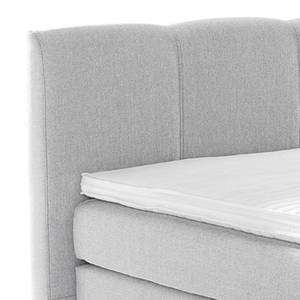 Lit boxspring Mid West Surmatelas fourni - Tissu structuré - Gris - 160 x 200cm