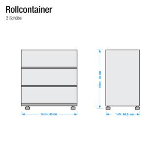 Rollcontainer Bianconero Weiß/Absetzungen Schwarz