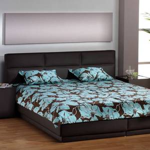 Ensemble de lit Austin Cuir synthétique marron - 100 x 200cm - Structure de lit sans matelas et sommier