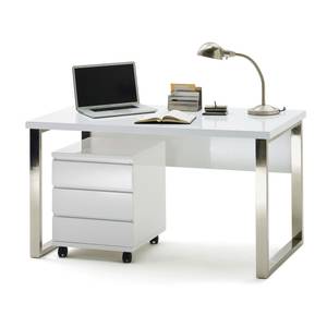 Ensemble de bureau Paddington Bureau, caisson à tiroirs sur roulettes - Blanc brillant verni