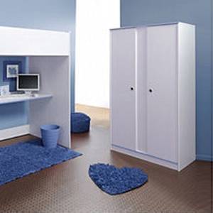 Ensemble économique I Smoozy 2 éléments - Rose ou bleu - Lit mezzanine et armoire à  vêtements Bords pivotants Vernis blanc Bleu