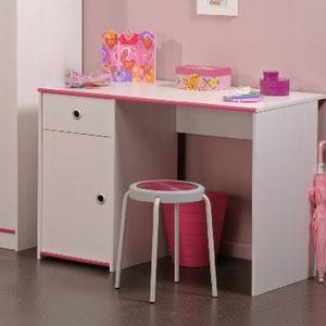 Kinderzimmer Smoozy (3tlg.) Kleiderschrank, Stauraum-Bett & Schreibtisch - Drehbare Kanten (Rosa/Blau)