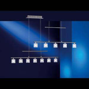 Hanglamp Borano met touchdimmer in hoogte verstelbaar - metaal/glas - wit/chroomkleurig