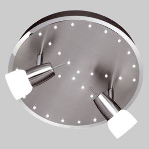 Plafondlamp Etana 2 lichtbronnen met 32 LED lampjes - rond- en beweegbaar - met serieschakelaar - staal/gesatineerdglas - chroomkleurig, wit